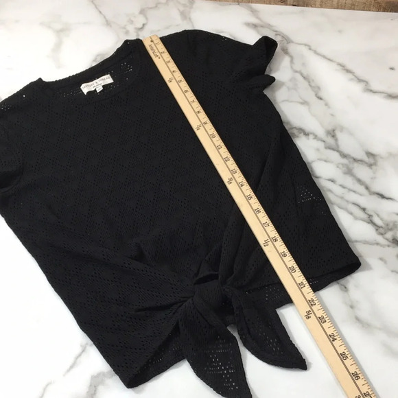 Texture & Thread Madewell Black Mesh Net Tie Front Shirt‎ Womens Small - Picture 10 of 11